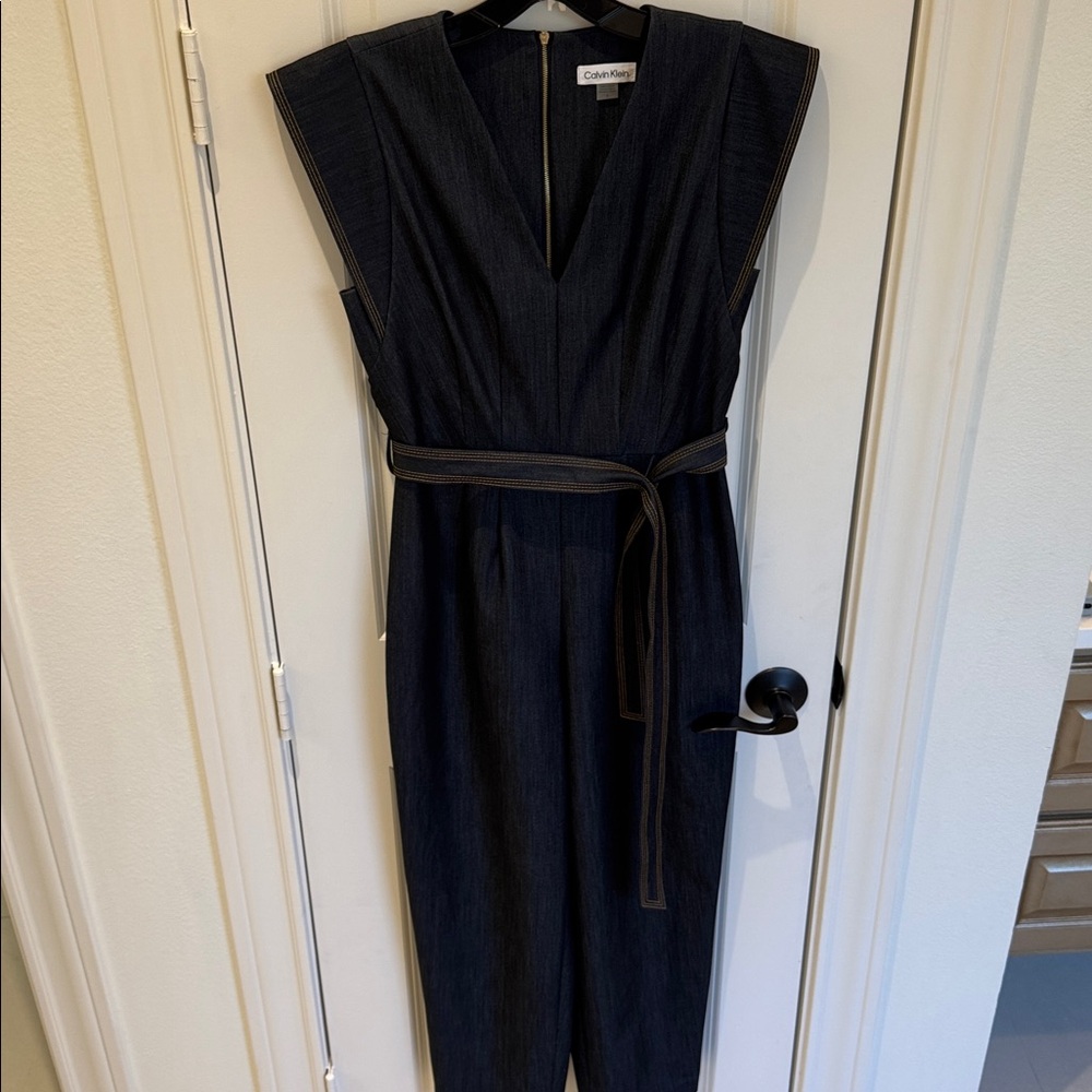 Calvin Klein Navy Belted Jumpsuit